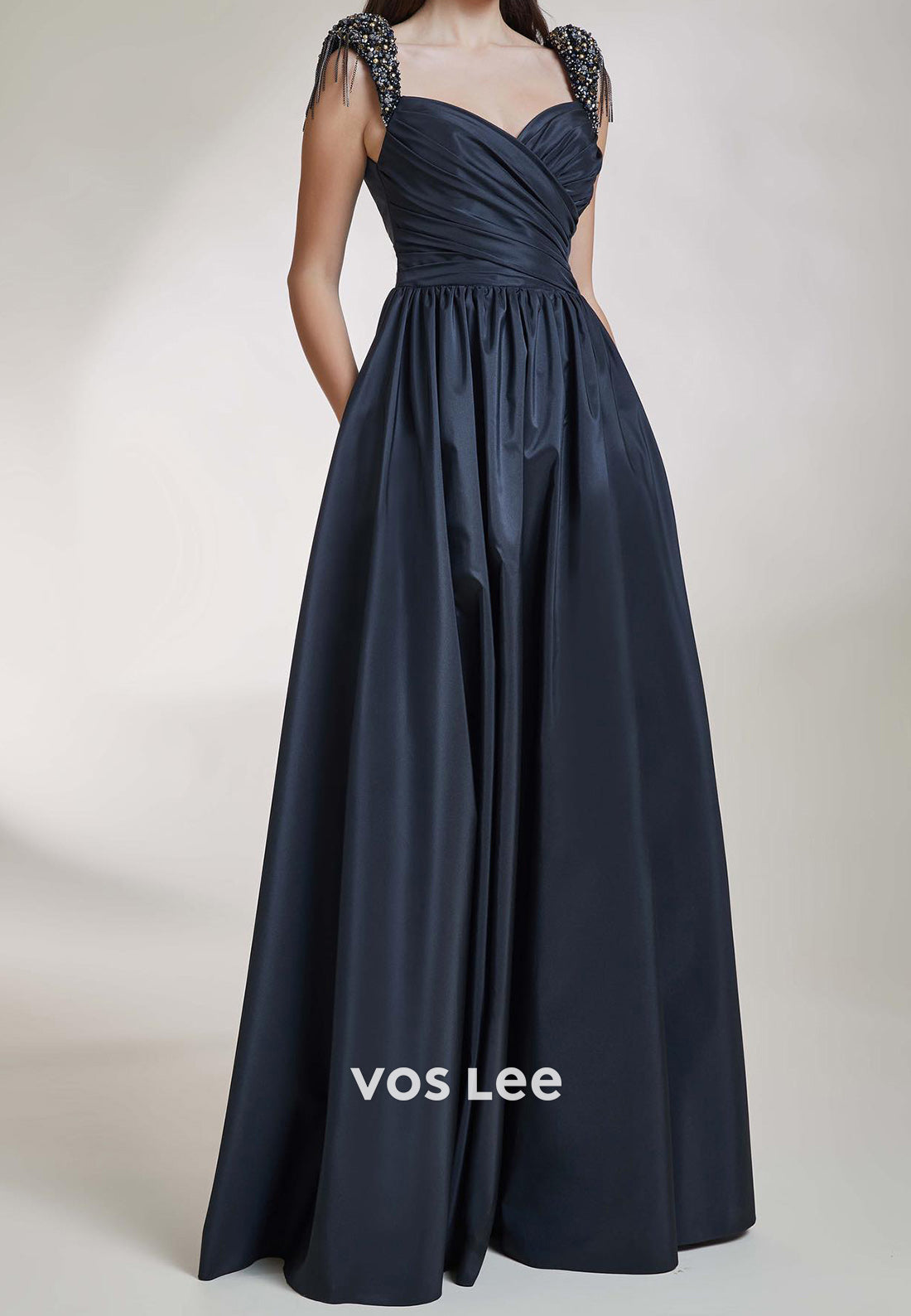 Chic & Modern 2025 A-Line Empire Waist Sweetheart Rhinestone Pleated Evening Dresses