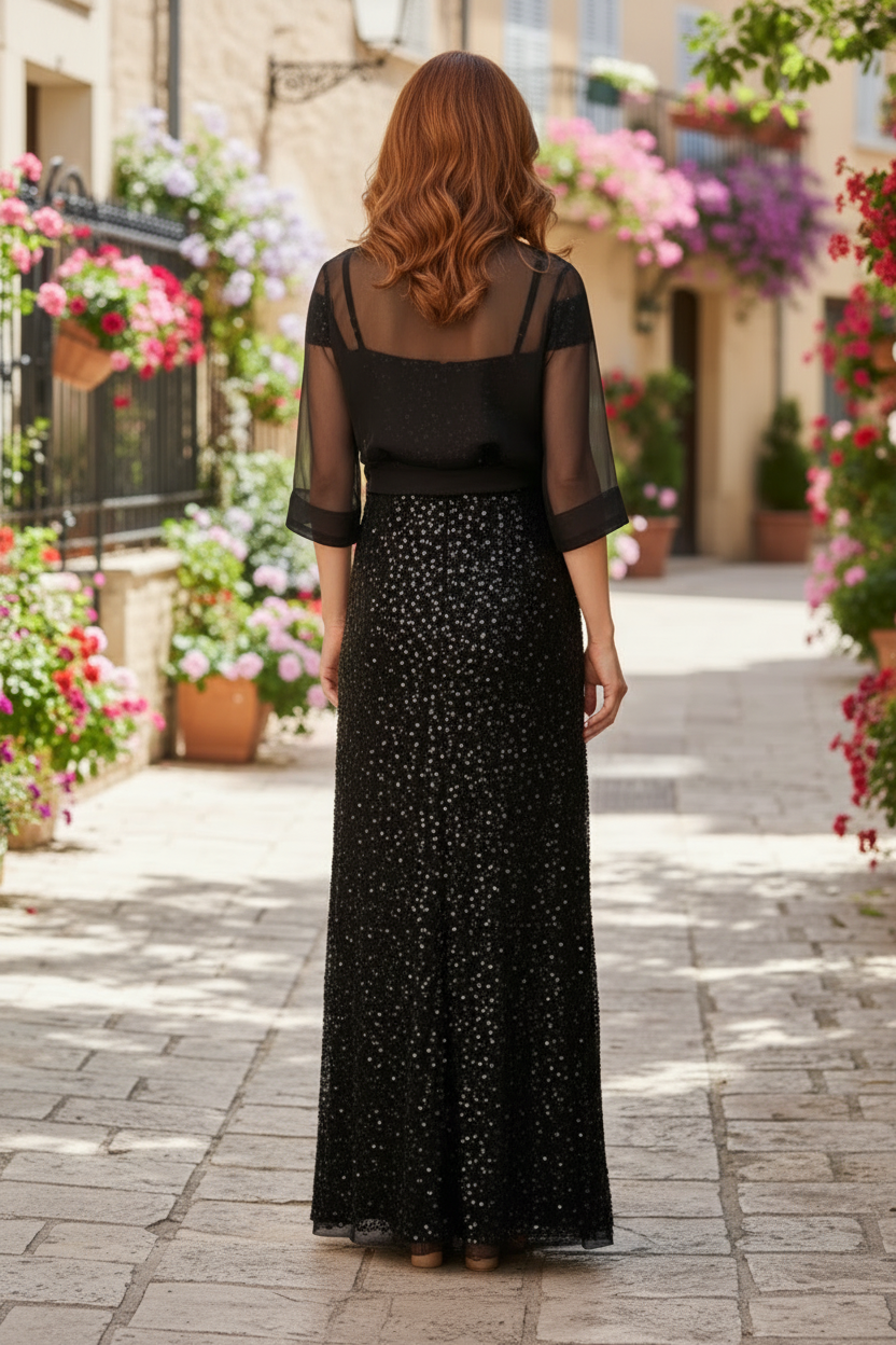 Organza Wrap Jacket With Short Sleeves In Black