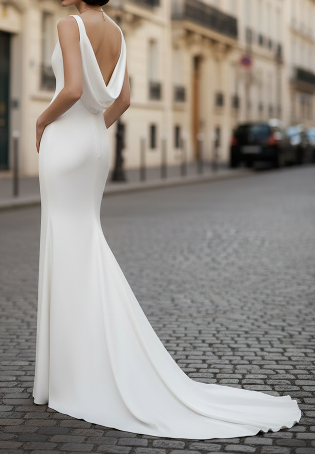 Sheath Speghtti Straps Scoop Sweep Train Wedding Dress