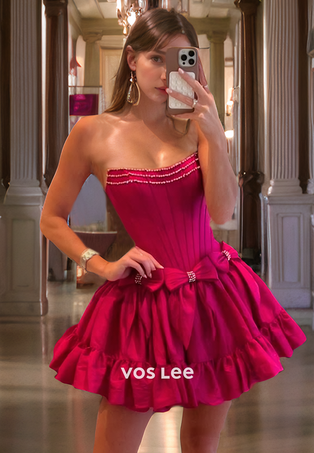 Sweet Strapless Sweetheart Short A-Line Homecoming Dress with Bows