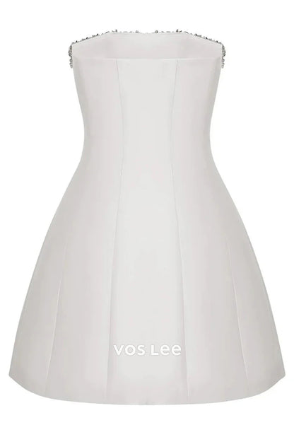 Strapless Rhinestone Embellished Pleated Sheath Homecoming Dresses