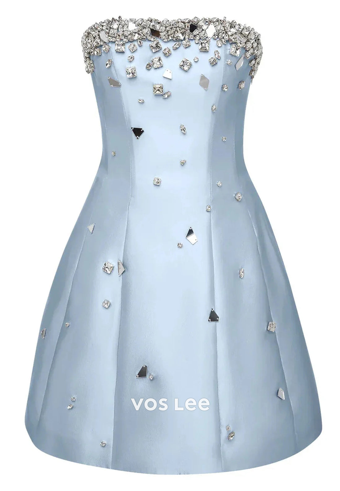Strapless Rhinestone Embellished Pleated Sheath Homecoming Dresses