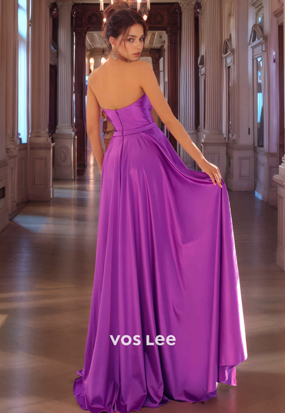 Strapless Long Formal Prom Dress A-Line Sweetheart Party Dress