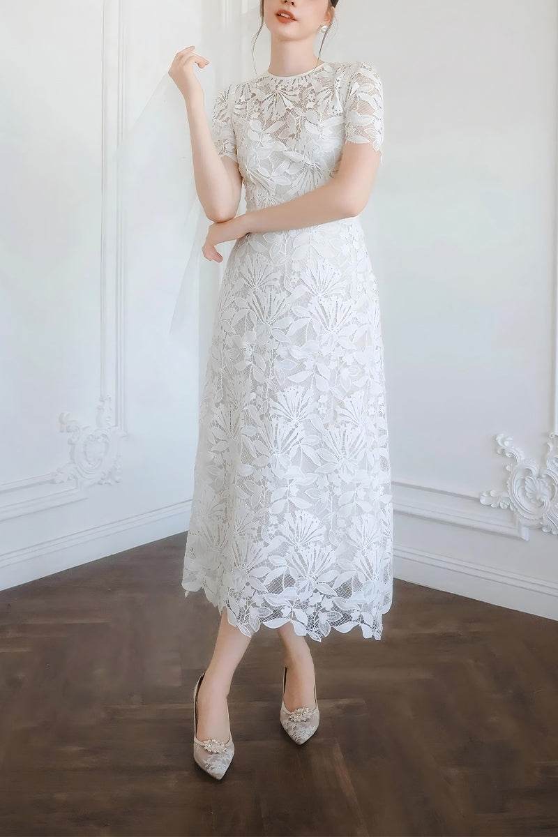 Elegant Modest Lace Wedding Dress for Civil & Church Ceremony