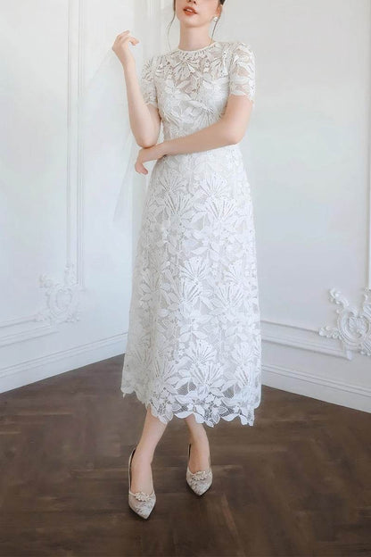 Elegant Modest Lace Wedding Dress for Civil & Church Ceremony
