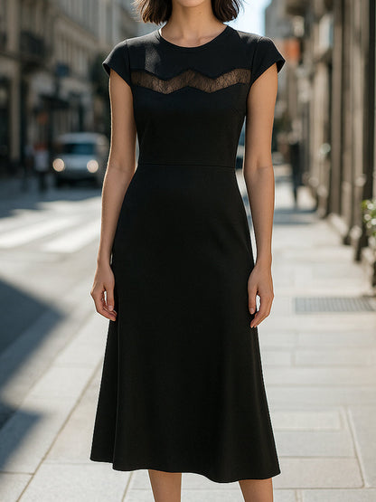 Refined Black Midi Dress Wedding Guest Dresses