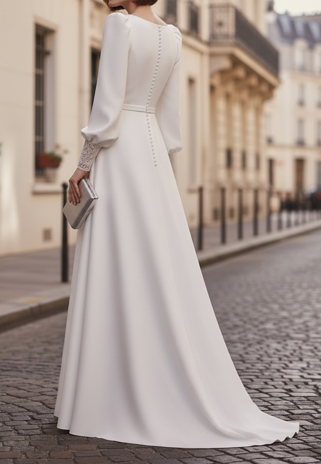 Elegant Long Sleeves Scoop A-Line Wedding Dress