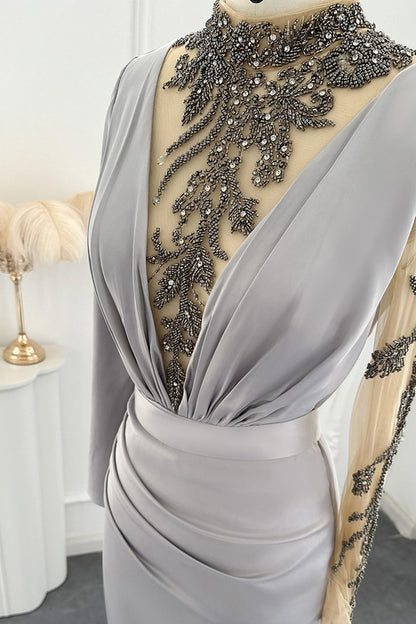 Mermaid Evening Dress Long Sleeves Floor Length With Appliques