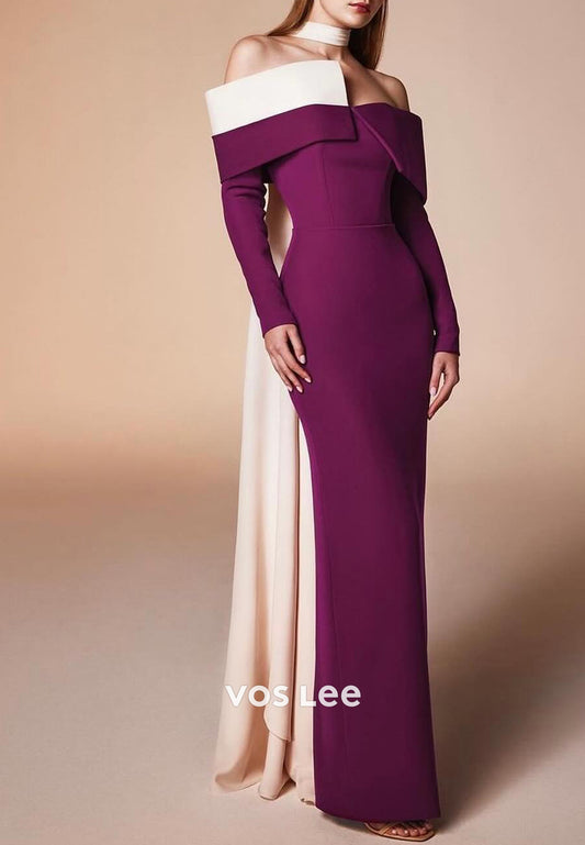Simple & Classic Long Sleeve Off the Shoulder Floor-Length Mermaid Evening Dresses