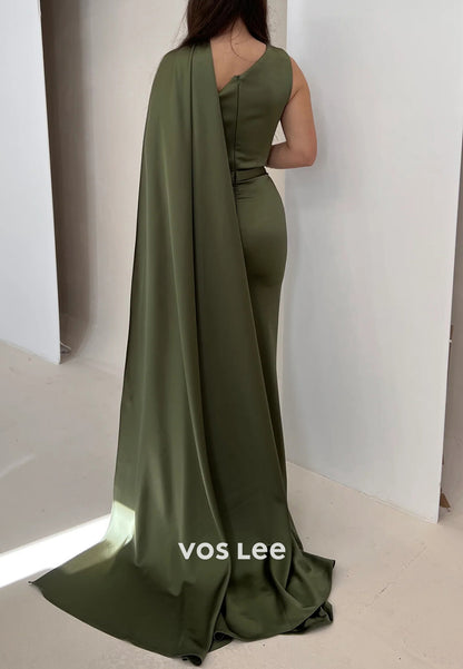 Couture & Ornate One Shoulder Ruched Mermaid Evening Dresses with Sweep Train