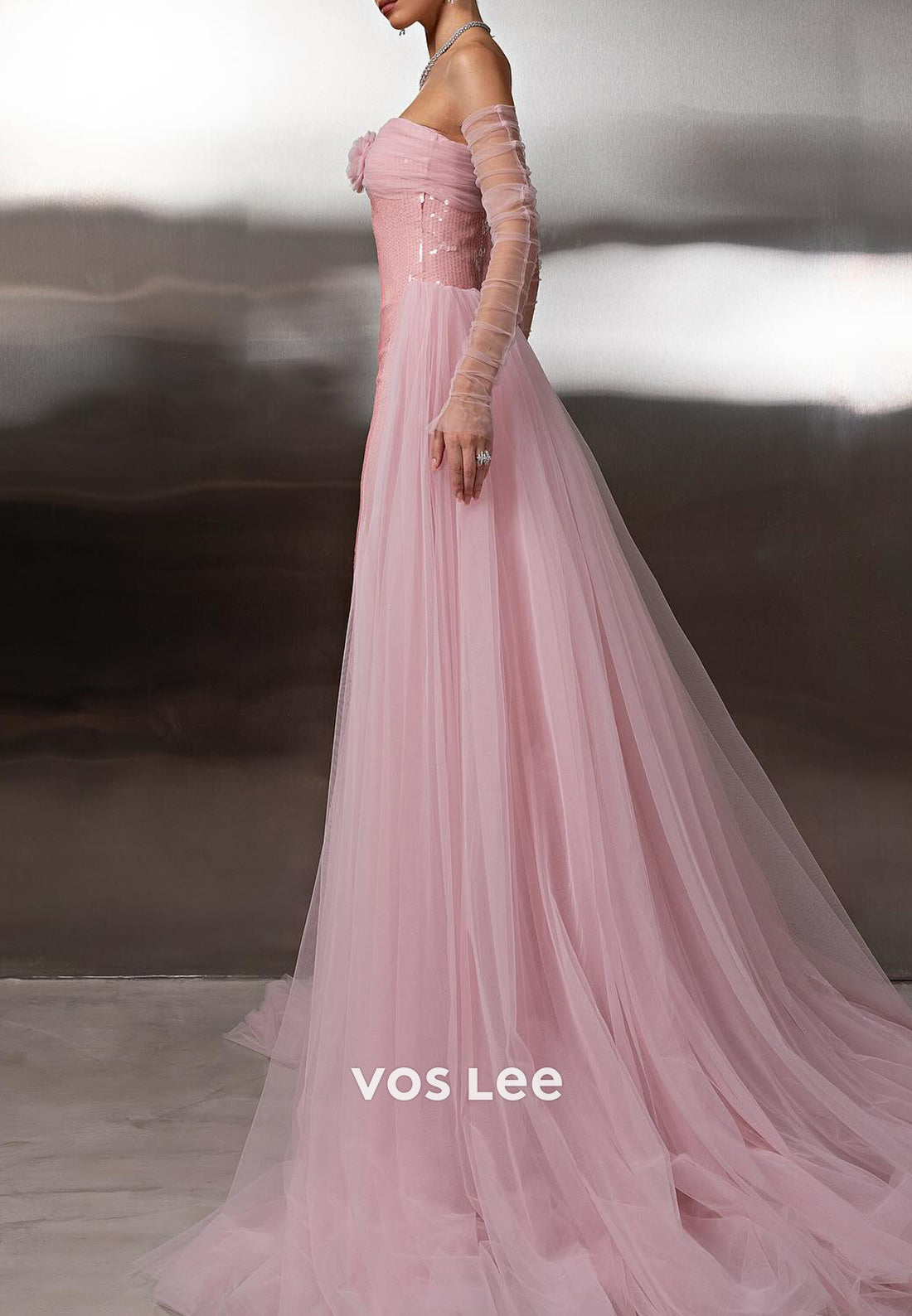 Fully Sequined Sweetheart Strapless Mermaid Prom Dresses with Court Train