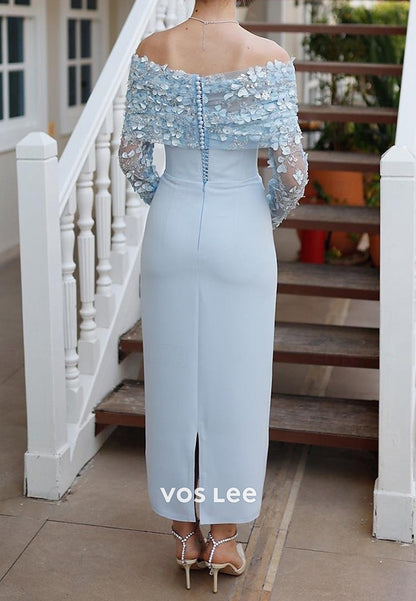 Appliques Lace Off the Shoulder Long Sleeve Mermaid Evening Dresses