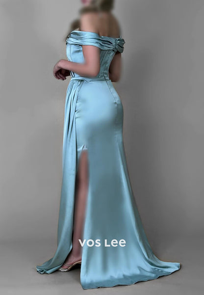 Sexy & Hot Off the Shoulder Sweetheart Beading Pleated Floor-Length Evening Dresses