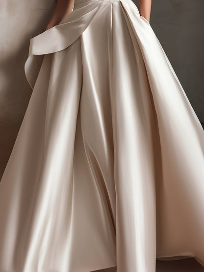 One-Shoulder Sculpted Pleated Ball Gown