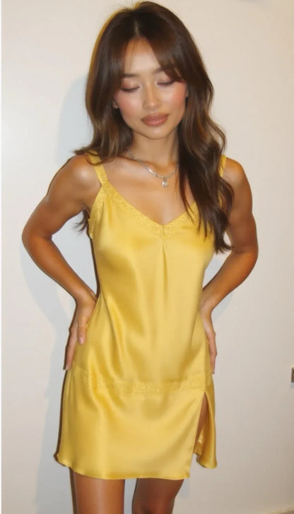 Stylish A Line Spaghetti Straps Yellow Short Homecoming Dress with Ope VOS LEE Stylish A Line Spaghetti Straps Yellow Short Homecoming Dress with Ope VOS LEE