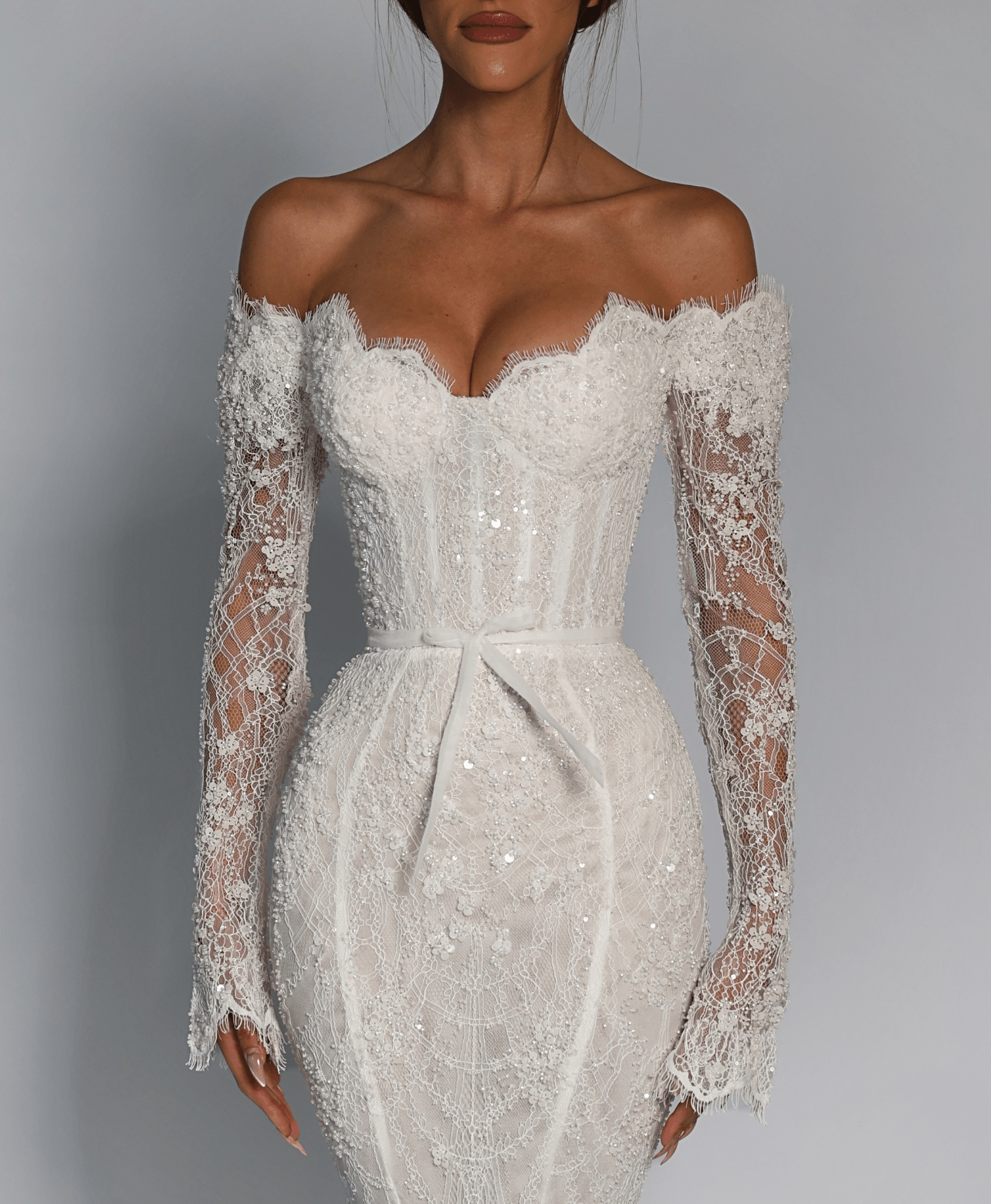 Royal Lace Cathedral Train Wedding Gown – Modern Princess Bridal Look