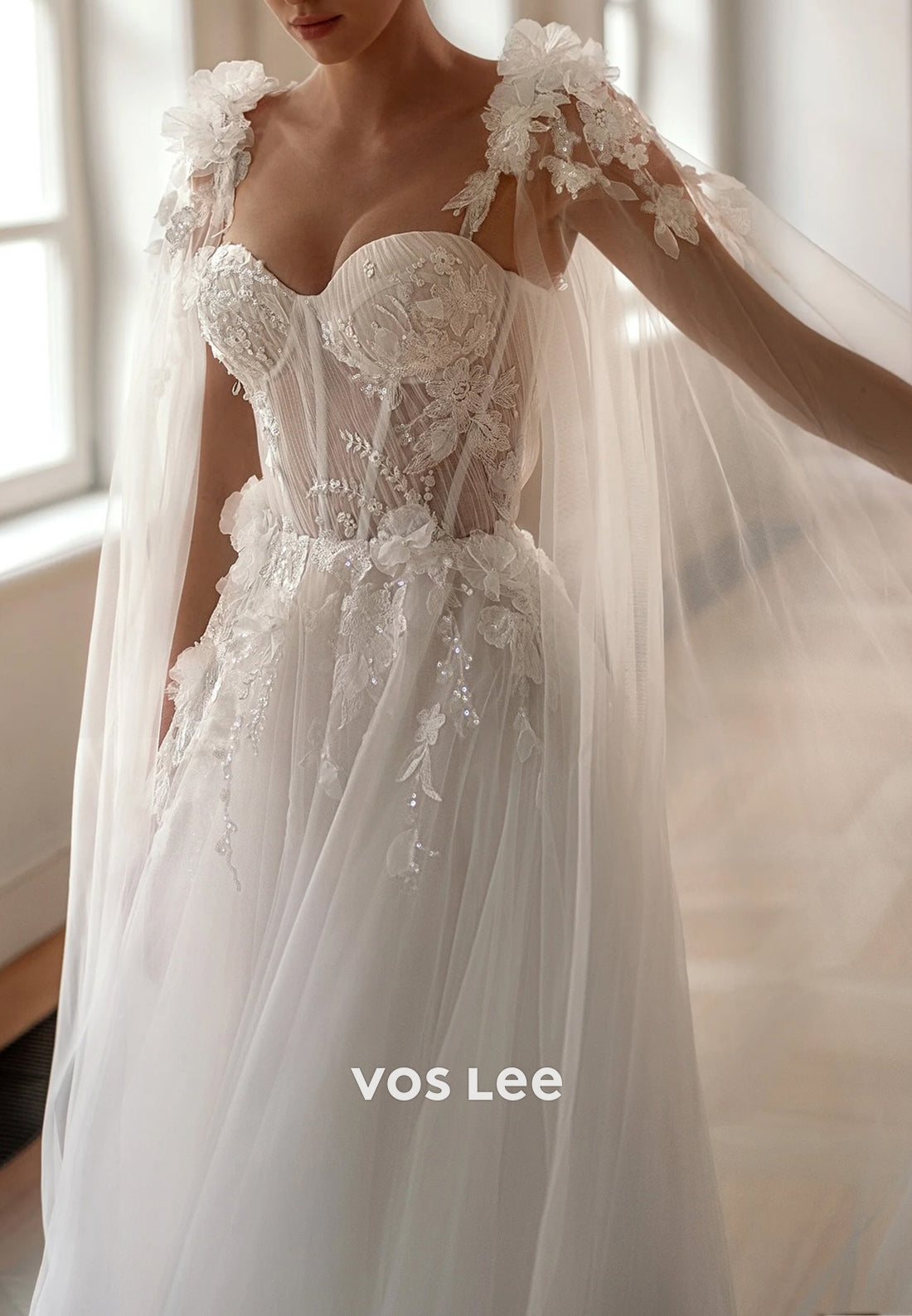 Classic & Timeless A-Line Sweetheart Appliques Lace Wedding Dresses with Court Train