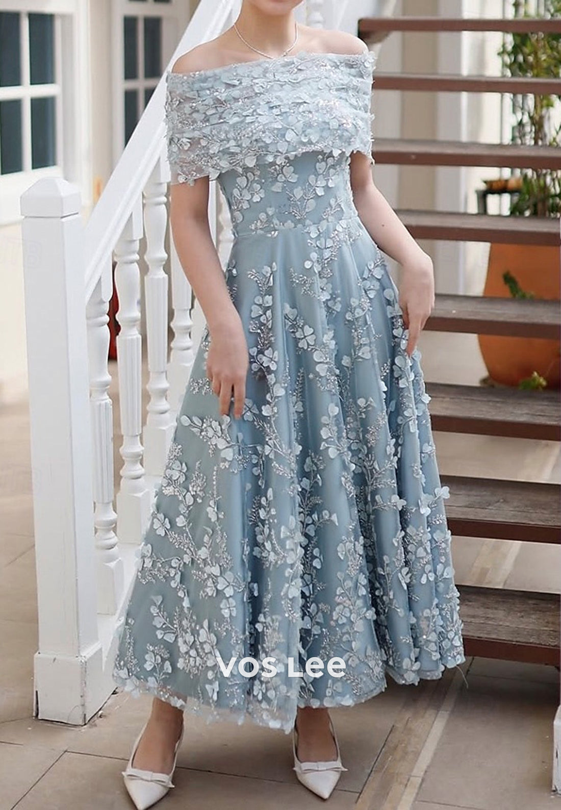 Two Pieces A-Line Off the Shoulder Appliques Lace Evening Dresses