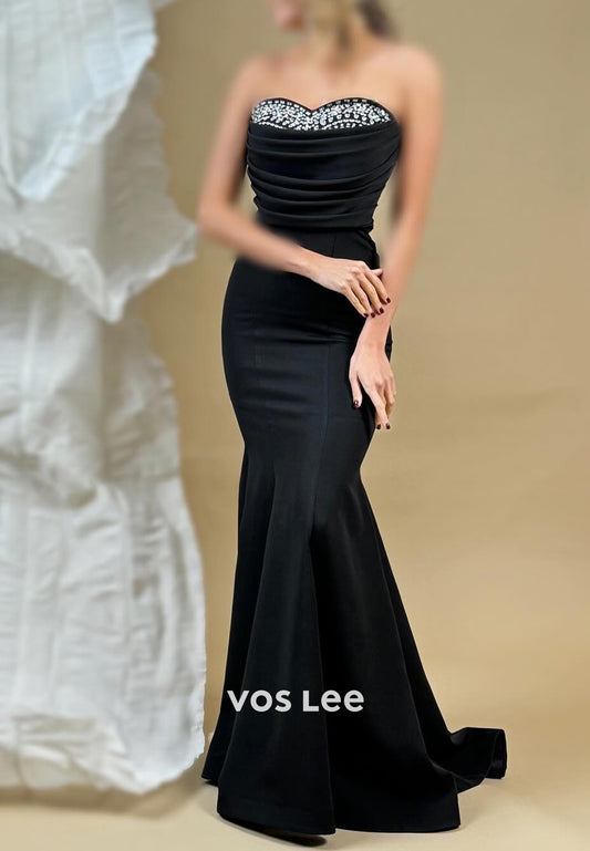 Sparkle & Shine Sweetheart Rhinestone Trumpet/Mermaid Prom Dresses with Sweep Train