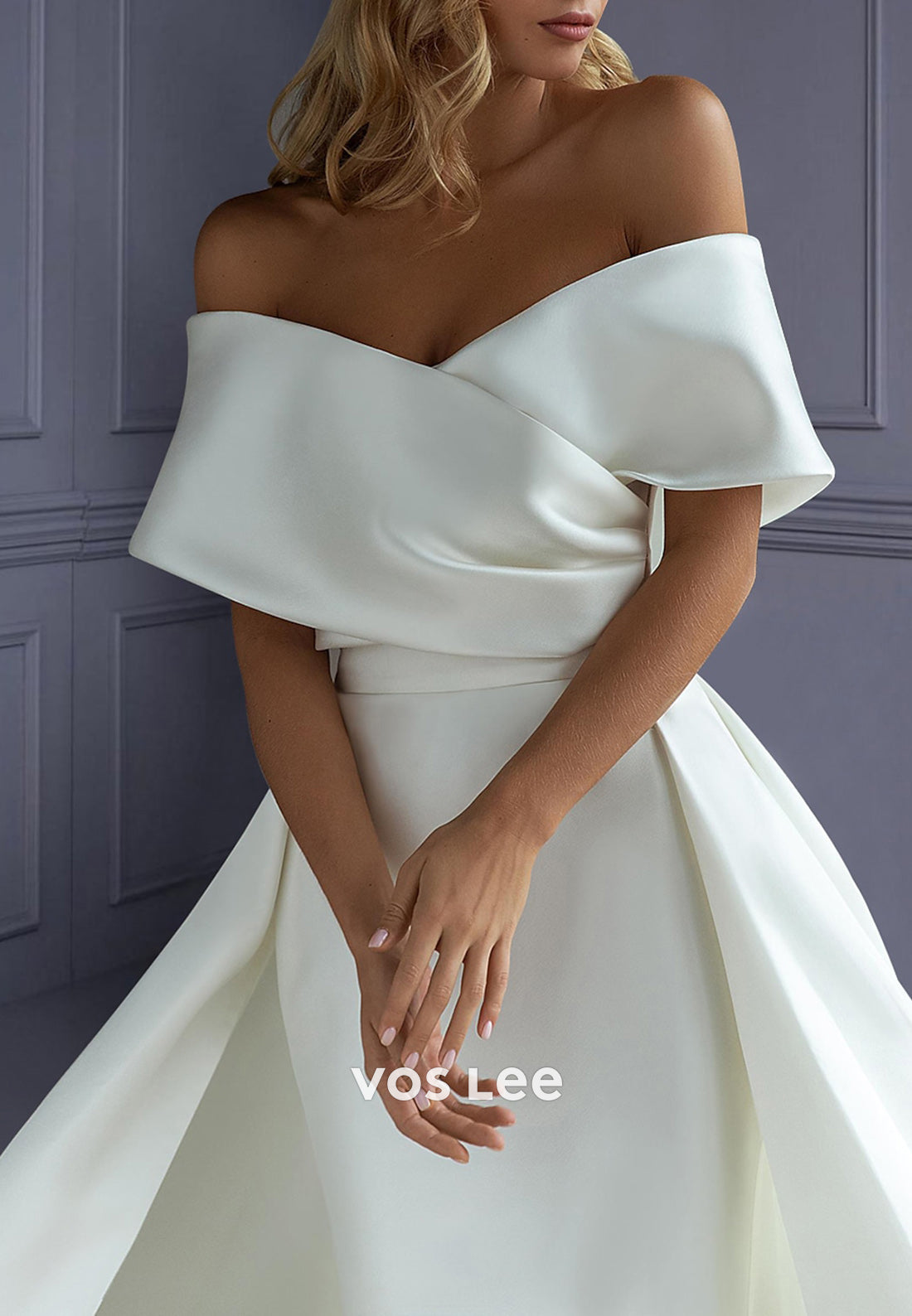 Simple & Classic Criss-Cross Off the Shoulder Mermaid Wedding Dresses with Court Train