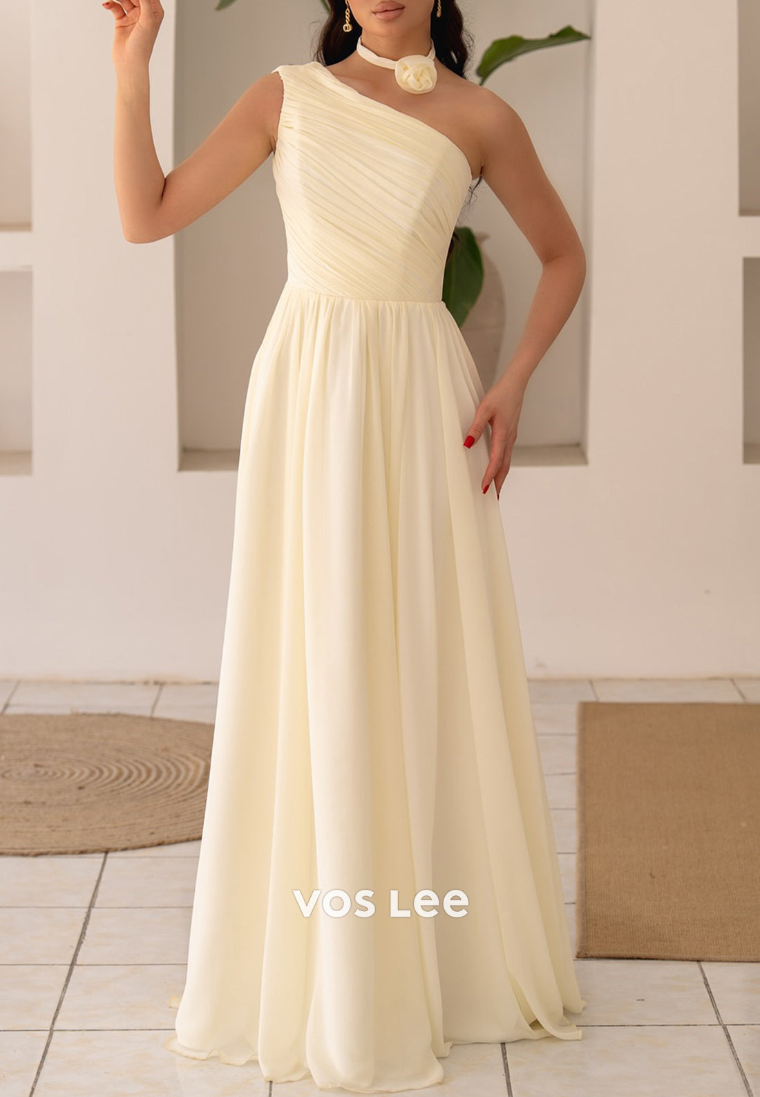 Sexy and Sleek A-Line One Shoulder Pleated Long Prom Dresses