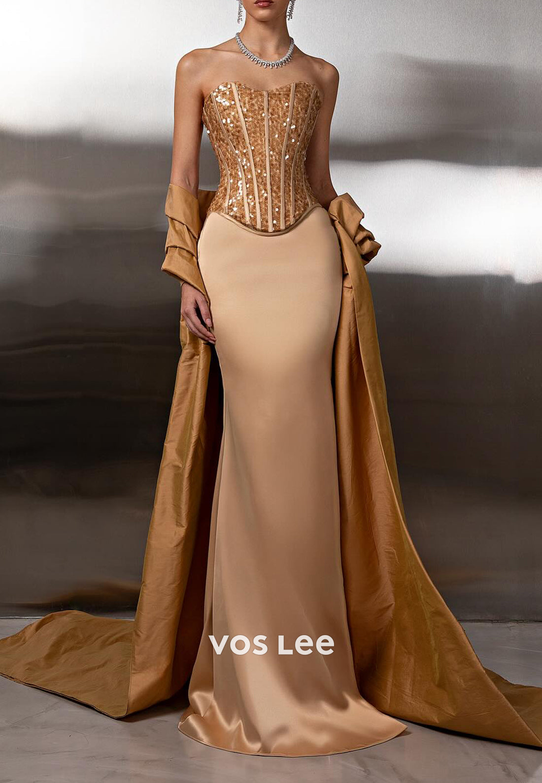 Tube Top Sweetheart Sequined Mermaid Floor-Length Prom Dresses