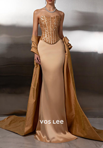 Tube Top Sweetheart Sequined Mermaid Floor-Length Prom Dresses