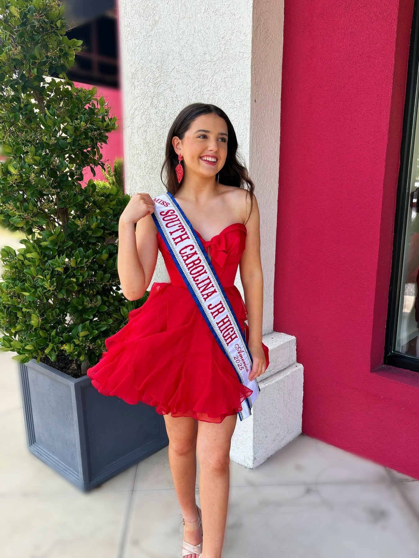 Cute A Line Sweetheart Red Tulle Short Homecoming Dress with Bowknot