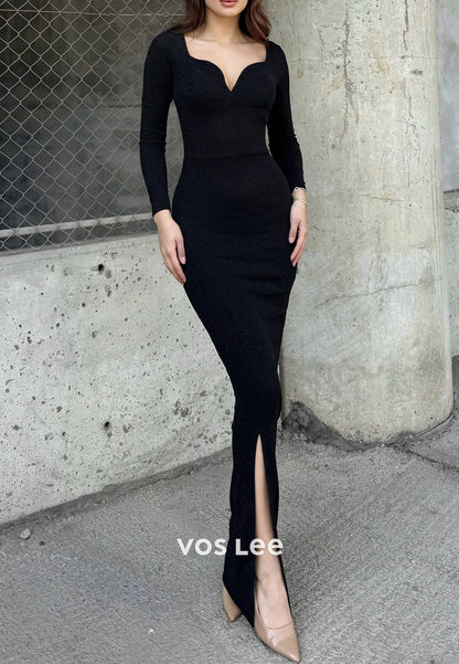 Sexy & Hot Long Sleeve Sweetheart Mermaid Evening Dresses with Side Split