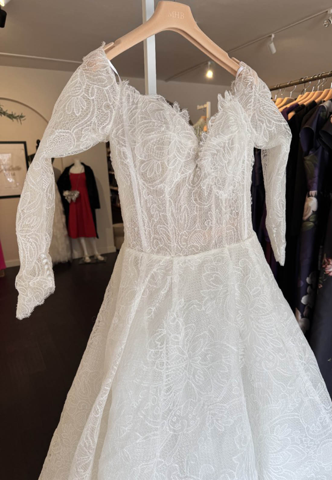 Charming Long Sleeves V-Neck Lace Wedding Dress