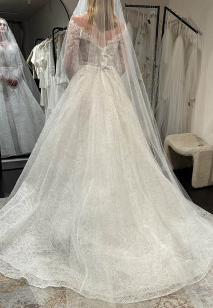 Charming Long Sleeves V-Neck Lace Wedding Dress