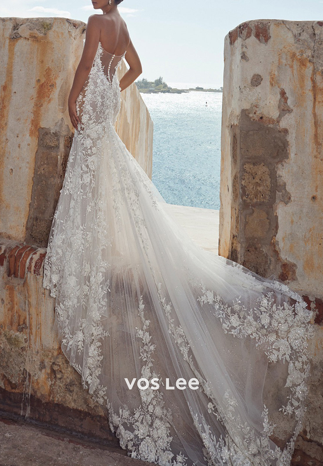 Detachable Long Sleeve Sweetheart Lace Appliques Mermaid Wedding Dresses with Court Train