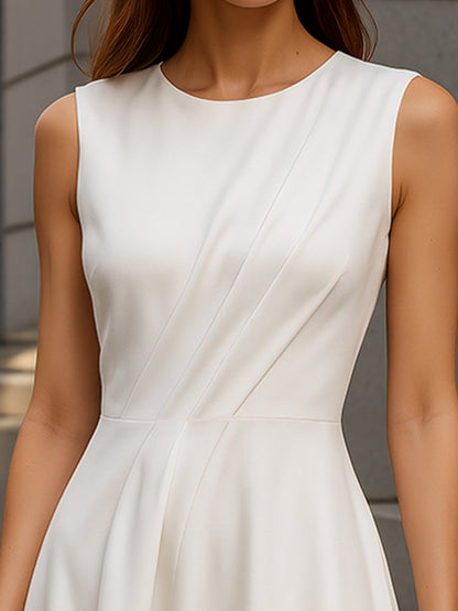 Elegant Sleeveless A-Line Midi Dress Wedding Guest Dresses