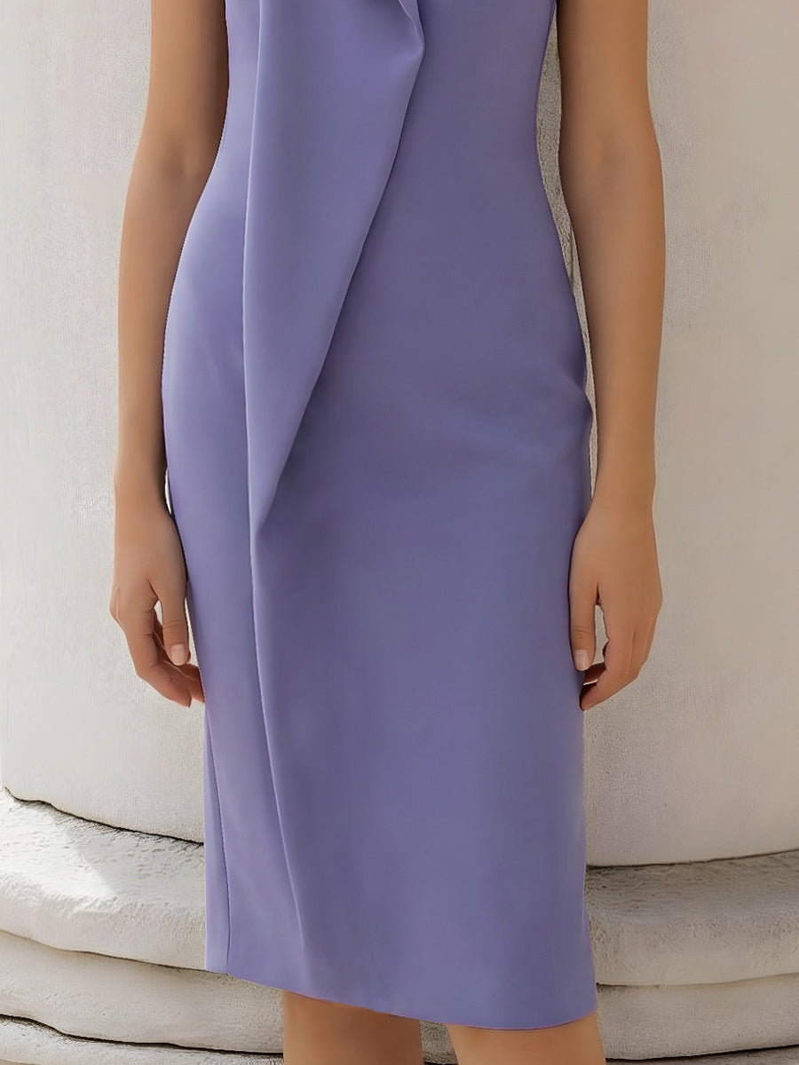 Asymmetric Draped Panel Sleeveless Midi Dress