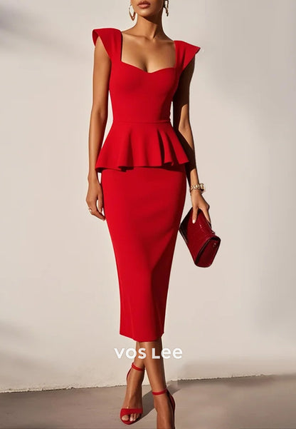 Elegant & Luxurious Cap Straps Sweetheart Pleated Mermaid Wedding Guest Dresses