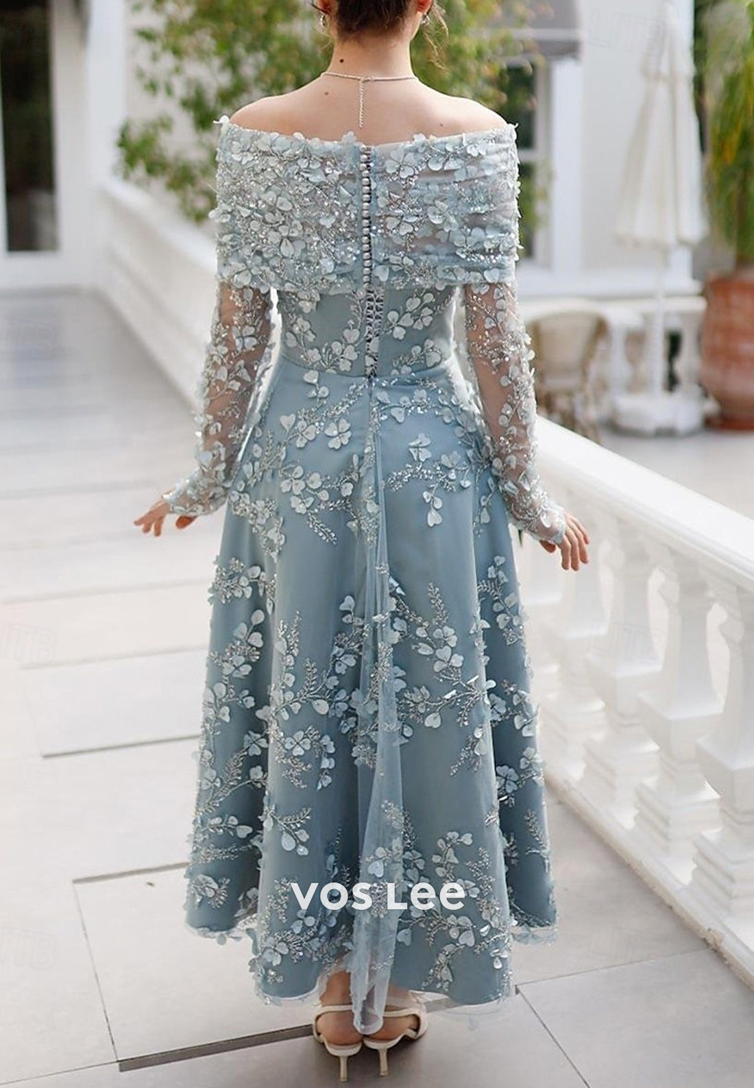 Two Pieces A-Line Off the Shoulder Appliques Lace Evening Dresses