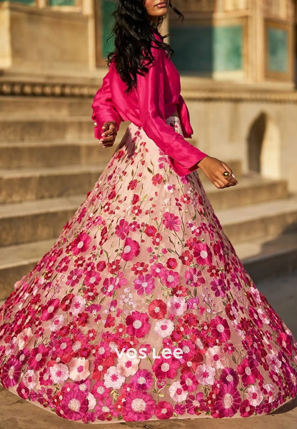 Chic & Modern Long Sleeve V Neck Appliques Floor-Length Mother of Bride Dresses