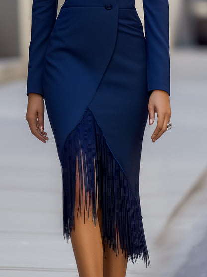Sophistication Fringe Tailored Blazer Dress