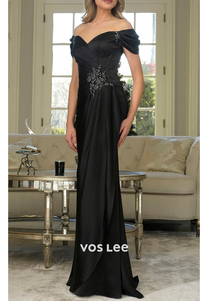 Off the Shoulder Beaded Floor-Length Mermaid Mother of Bride Dresses