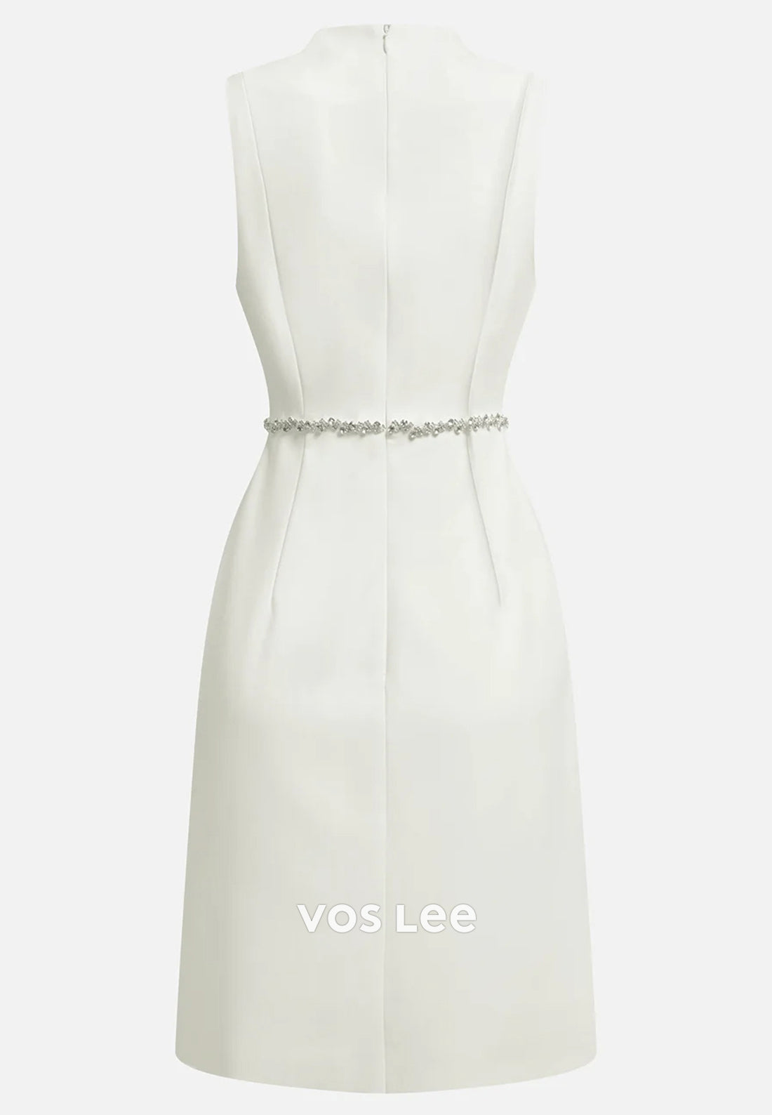 Sparkling Short V Neck Rhinestone Ruched Sheath Wedding Guest Dresses with Split