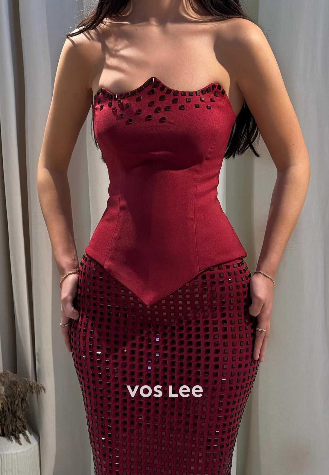 Simple & Casual Two-Piece Strapless Petite Floor-Length Mermaid Evening Dresses