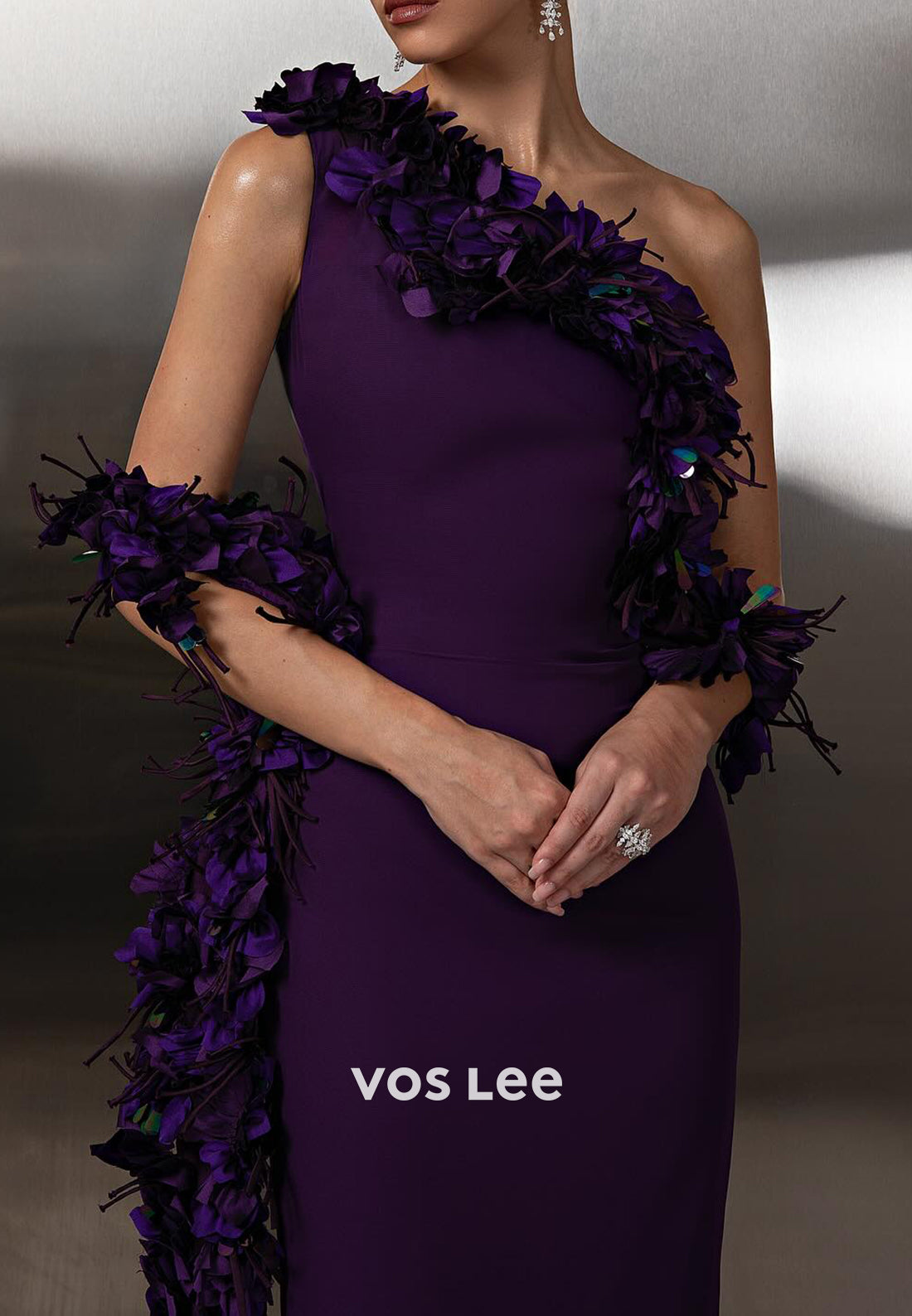 Couture One Shoulder Floral Embellished Mermaid Evening Dresses