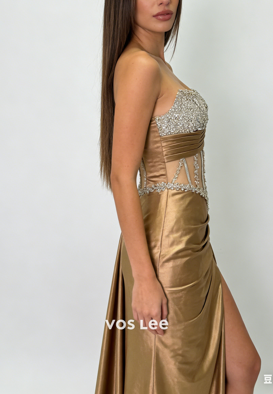 Sweetheart Sleeveless Prom Dress Mermaid Slit With Crystals Corset