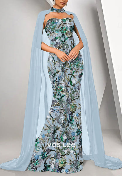 Sweetheart Appliques Embellished Pleated Mermaid Mother of Bride Dresses with Sweep Train