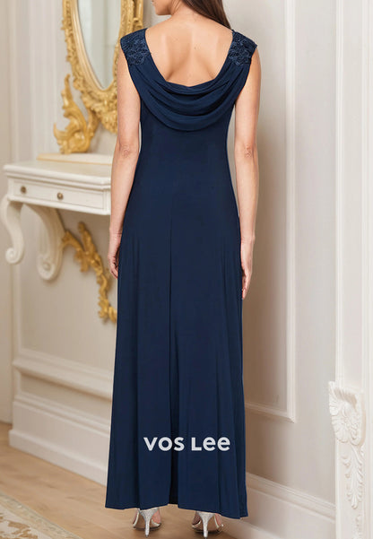 Couture & Ornate A-Line Cap Sleeves Appliqued Ankle-Length Mother of Bride Dresses