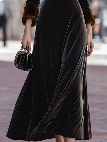 Luxurious Black Velvet Maxi Dress
