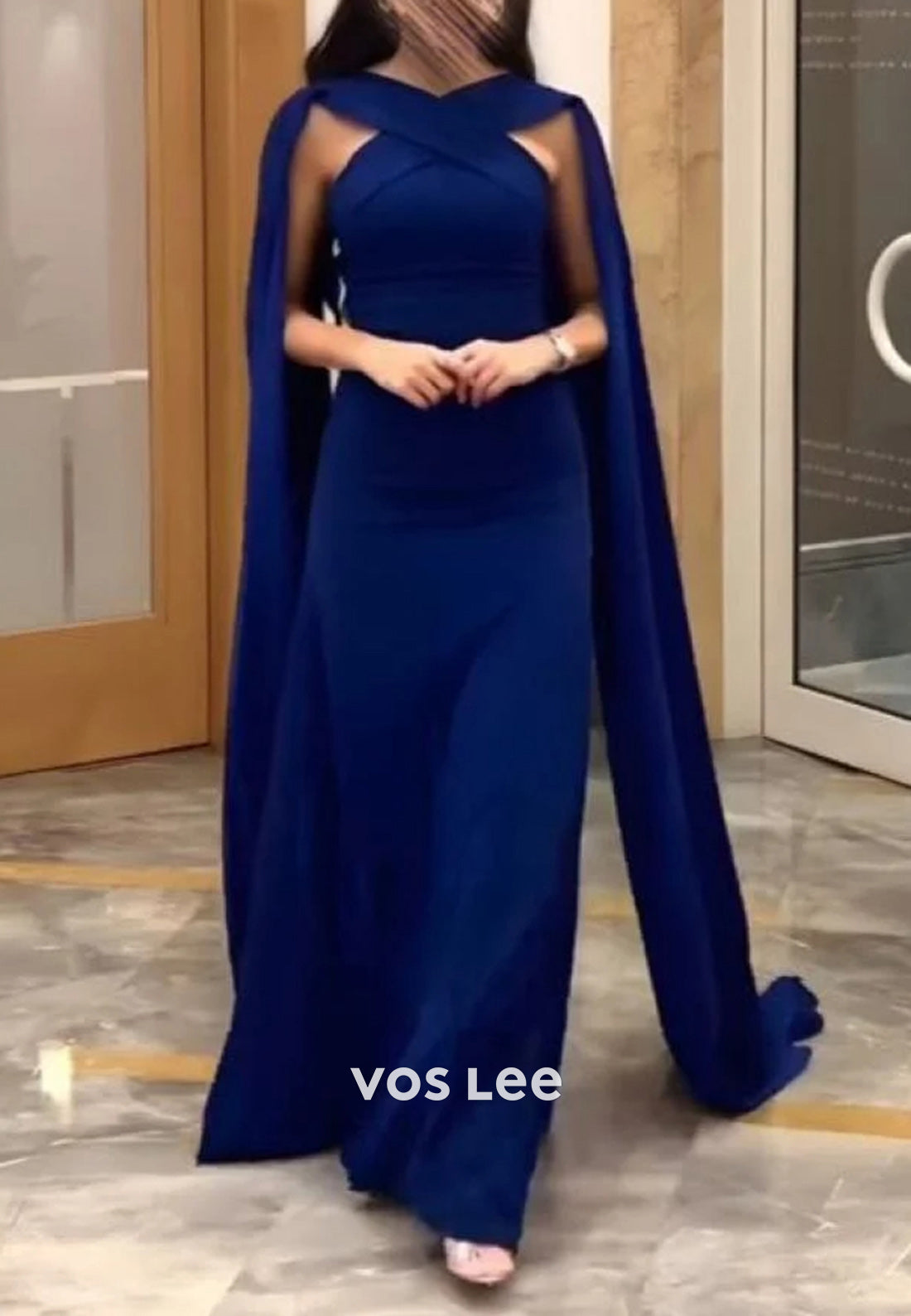 Classic A-Line Criss-Cross Straps Floor-Length Evening Dresses Formal Dresses