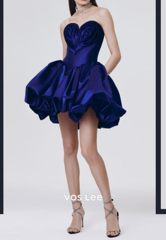 Short & Mini A-Line Sweetheart Pleated Homecoming Dresses with Pocket