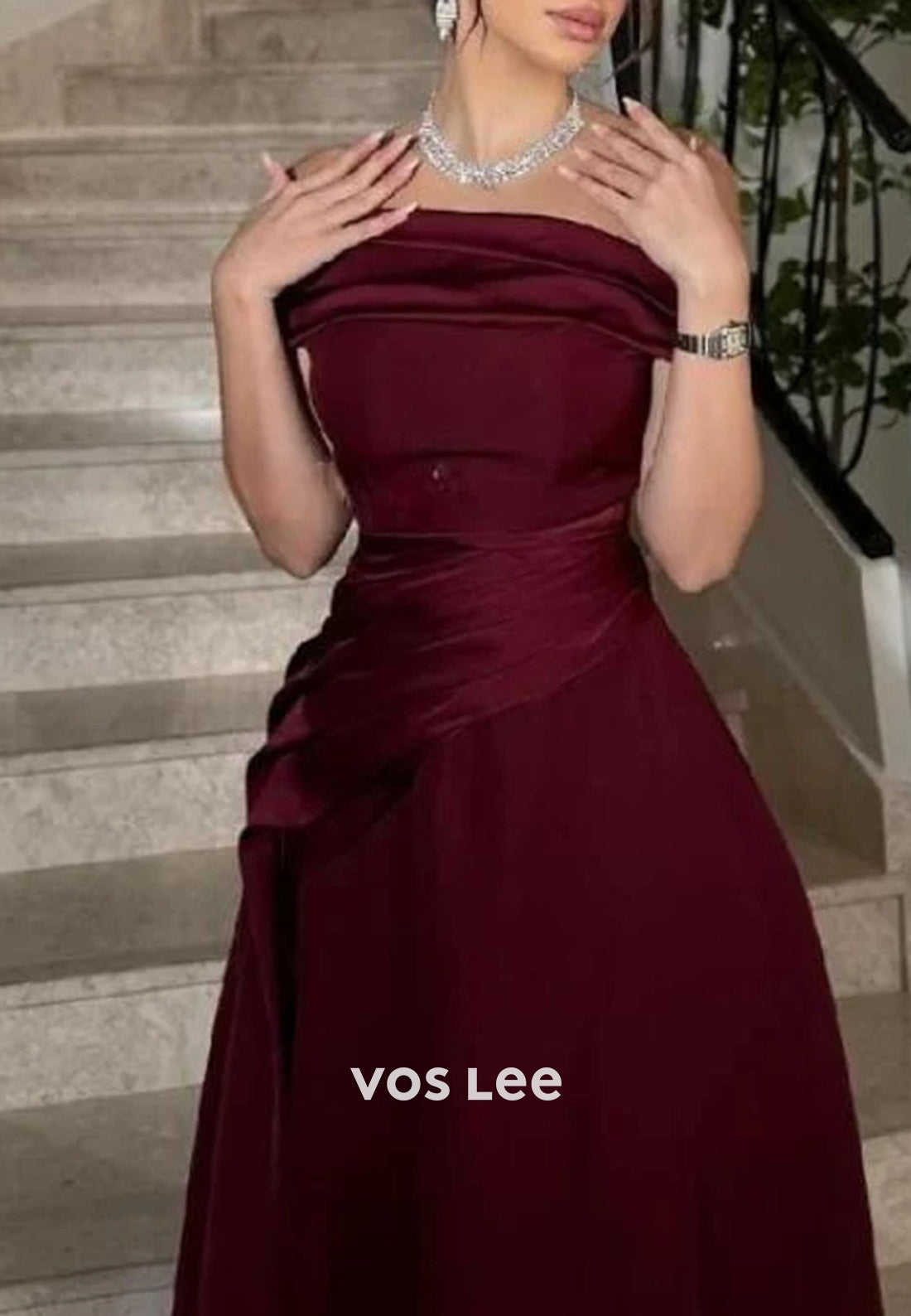 Classic & Timeless A-Line Pleated Off the Shoulder Evening Dresses with Court Train