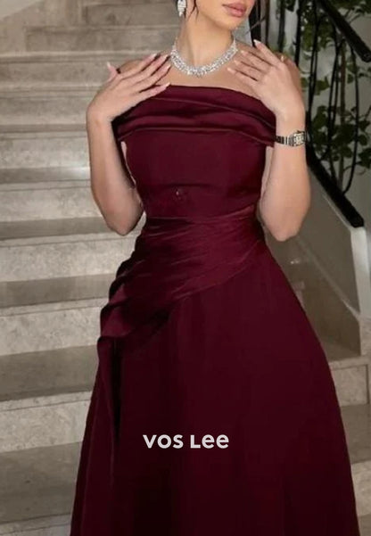 Classic & Timeless A-Line Pleated Off the Shoulder Evening Dresses with Court Train
